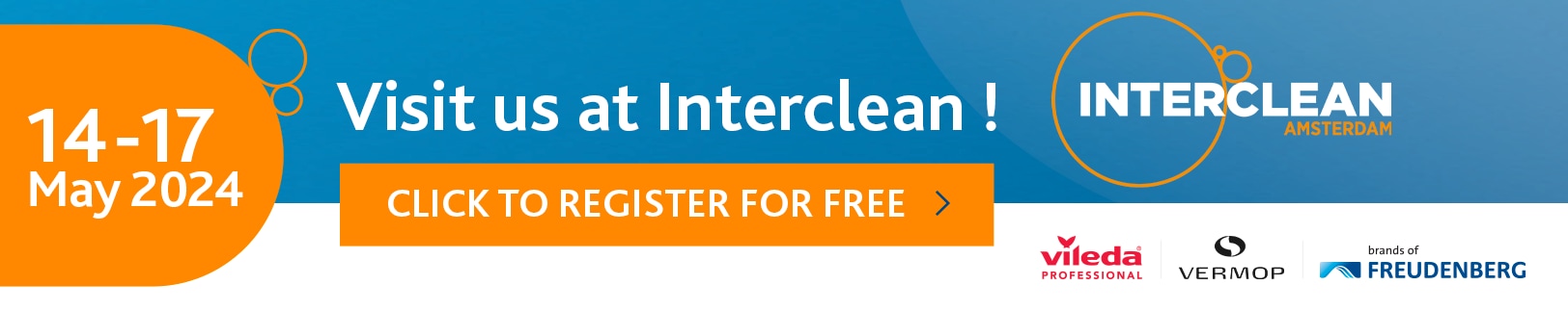 Länk till Interclean - fri registrering av entrebiljett (värde 95€)